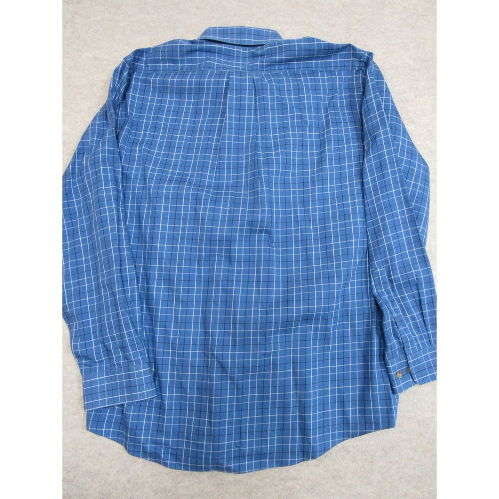 LL Bean Mens Blue Grid Plaid Wrinkle Resistant Button Down Shirt M Reg 269337 - Picture 5 of 7